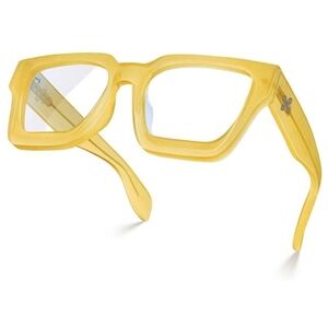 Blue Light Blocking Glasses Rectangle Chic Preppy Look Yellow Frame Eyeglasses